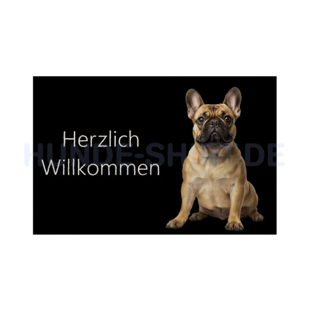 Fußmatte "Französische Bulldogge - Beige" Weiß – hunde-shirt.de