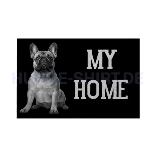 Fußmatte "Frenchi - MY HOME" Weiß – hunde-shirt.de