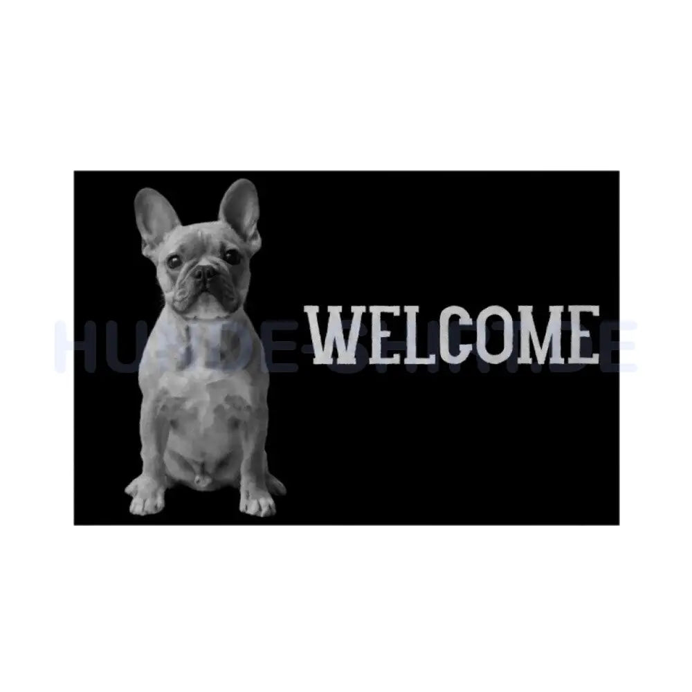 Fußmatte "Frenchi - WELCOME" Weiß – hunde-shirt.de