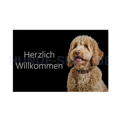 Fußmatte "Golden Doodle - Herzlich Willkommen" Weiß – hunde-shirt.de