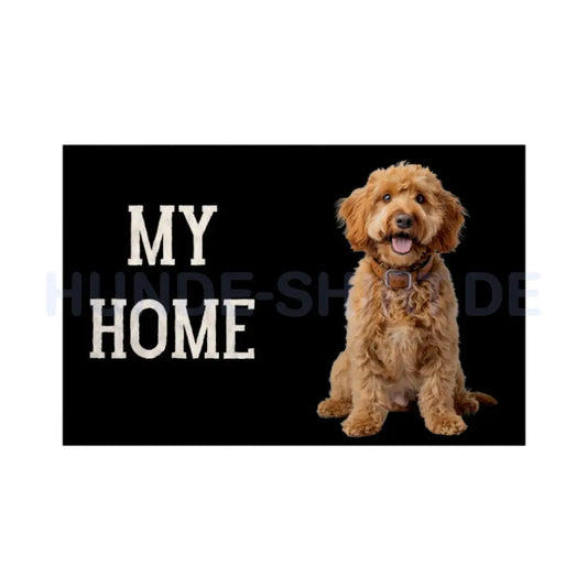 Fußmatte "Golden Doodle - MY HOME" Weiß – hunde-shirt.de