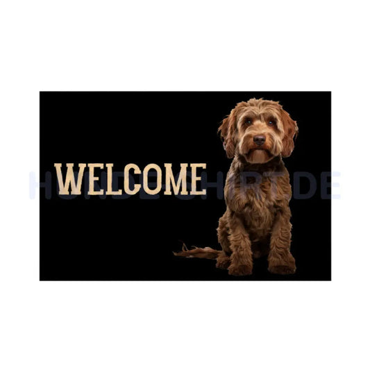 Fußmatte "Golden Doodle - WELCOME II" Weiß – hunde-shirt.de