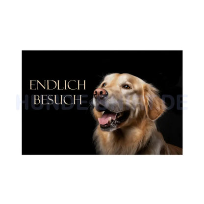 Fußmatte "Golden Retriever Endlich Besuch" Weiß – hunde-shirt.de