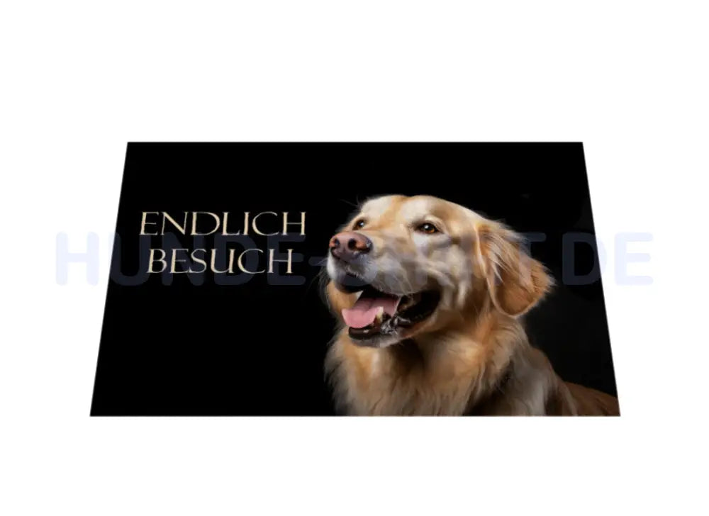 Fußmatte "Golden Retriever Endlich Besuch" – hunde-shirt.de