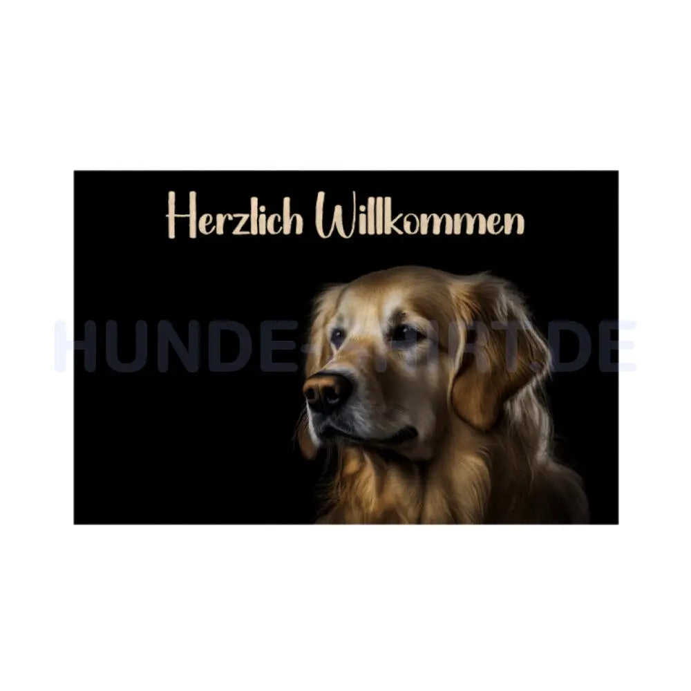 Fußmatte "Golden Retriever Herzlich Willkommen" Weiß – hunde-shirt.de