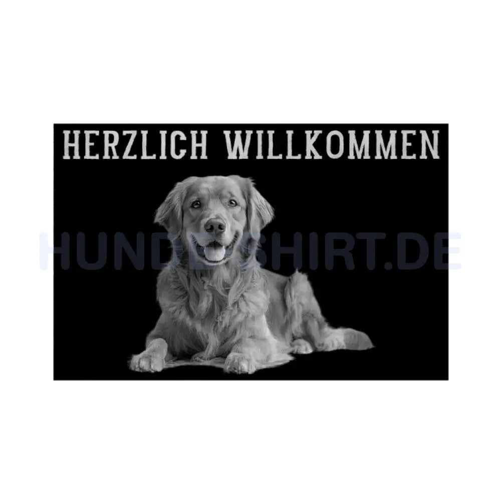 Fußmatte "Golden Retriever - Herzlich Willkommen" Weiß – hunde-shirt.de