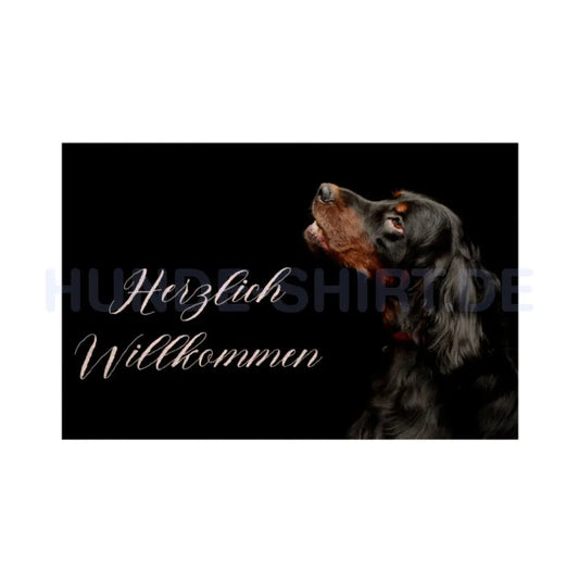 Fußmatte "Gordon Setter - Herzlich Willkommen" Weiß – hunde-shirt.de