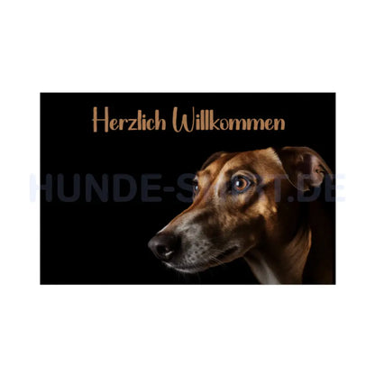 Fußmatte "Greyhound Herzlich Willkommen" Weiß – hunde-shirt.de