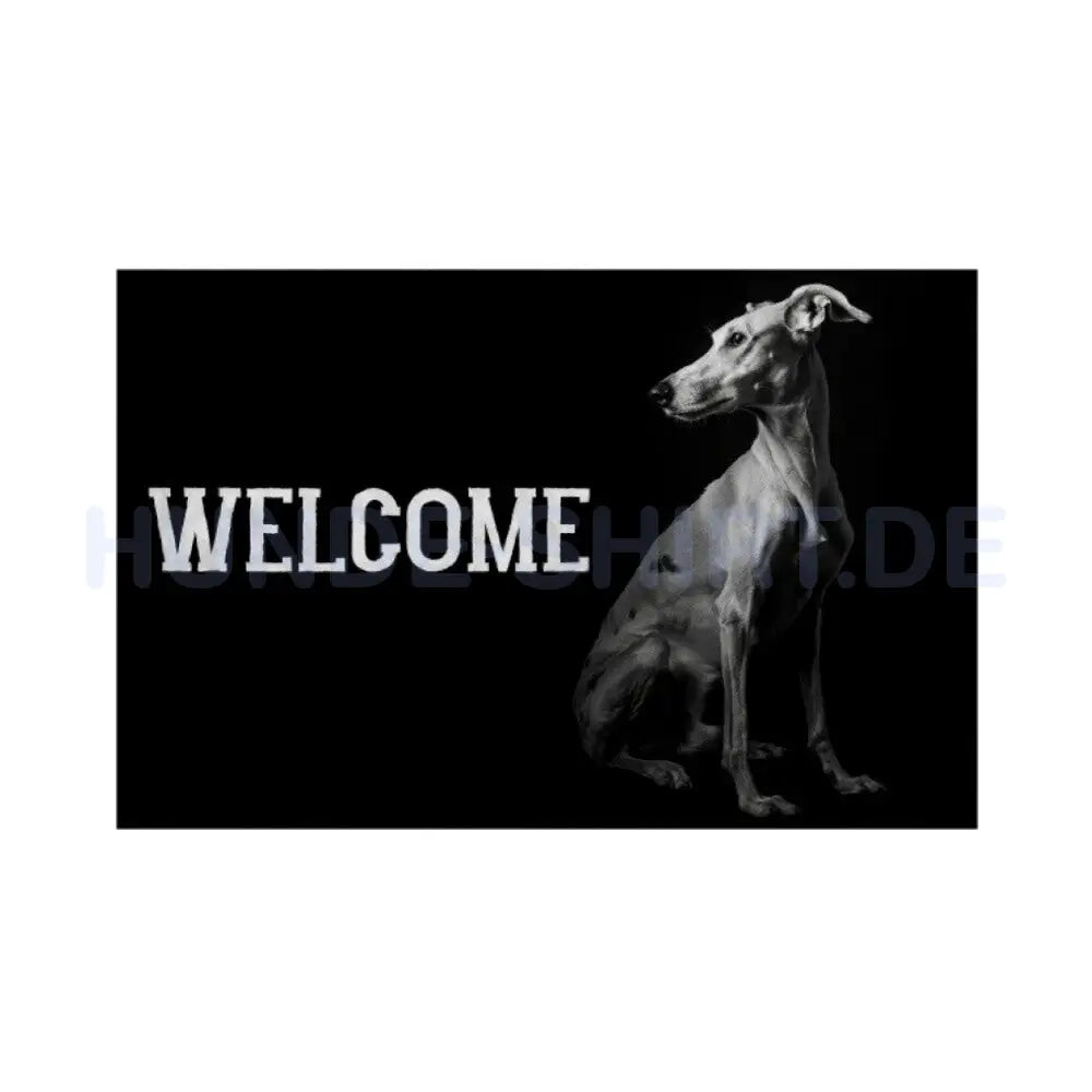 Fußmatte "Greyhound - WELCOME II" Weiß – hunde-shirt.de