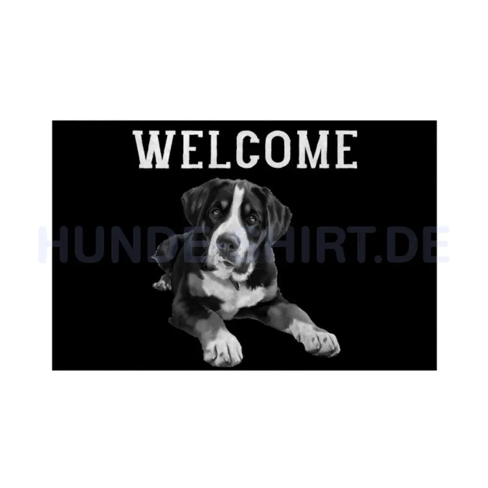 Fußmatte "Großer Schweizer Sennenhund - WELCOME" Weiß – hunde-shirt.de