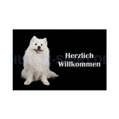 Fußmatte "Großspitz - Herzlich Willkommen" Weiß – hunde-shirt.de