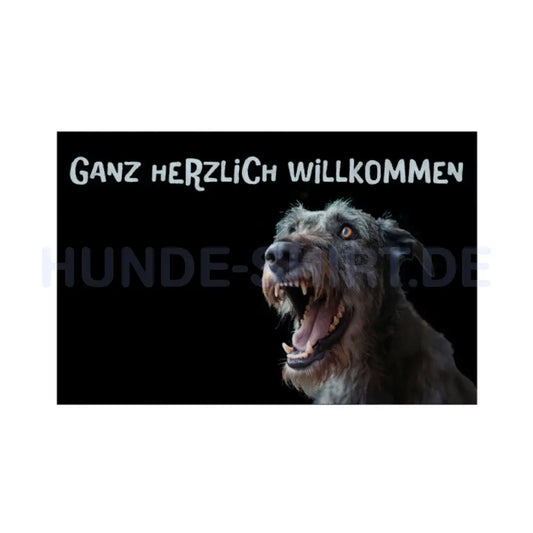 Fußmatte "Irischer Wolfshund - Ganz Herzlich Willkommen" Weiß – hunde-shirt.de