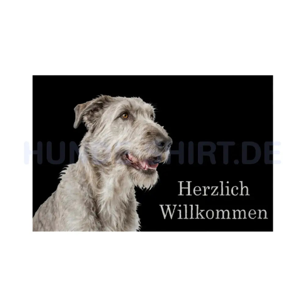 Fußmatte "Irischer Wolfshund - Herzlich Willkommen 2" Weiß – hunde-shirt.de