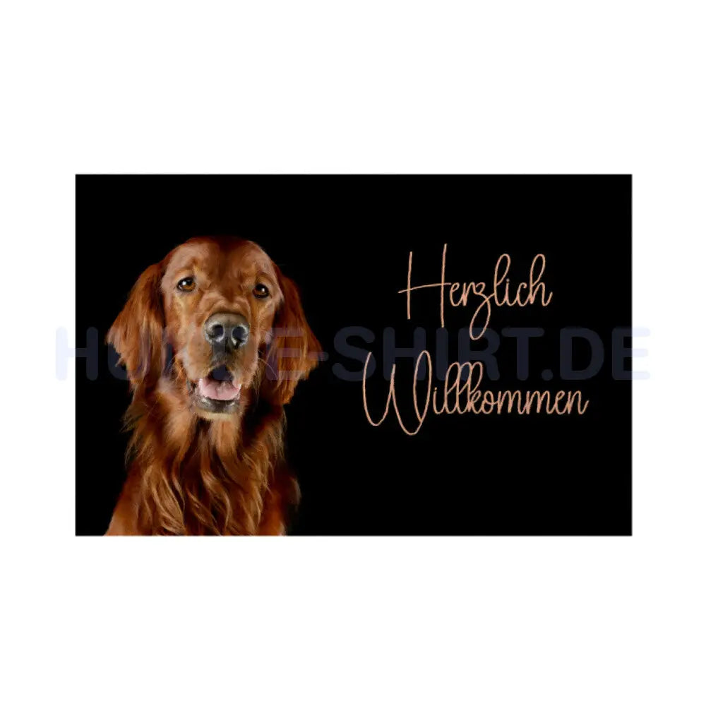 Fußmatte "Irish Setter - Herzlich Willkommen" Weiß – hunde-shirt.de