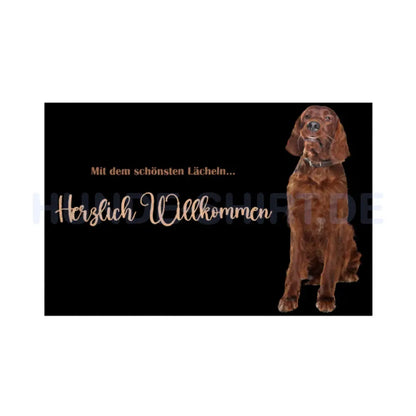 Fußmatte "Irish Setter - Lächeln" Weiß – hunde-shirt.de