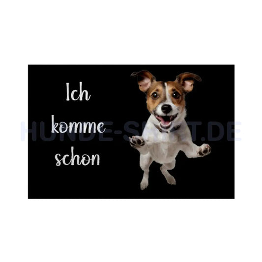 Fußmatte "Jack Russell Terrier - Ich komme schon" Weiß – hunde-shirt.de