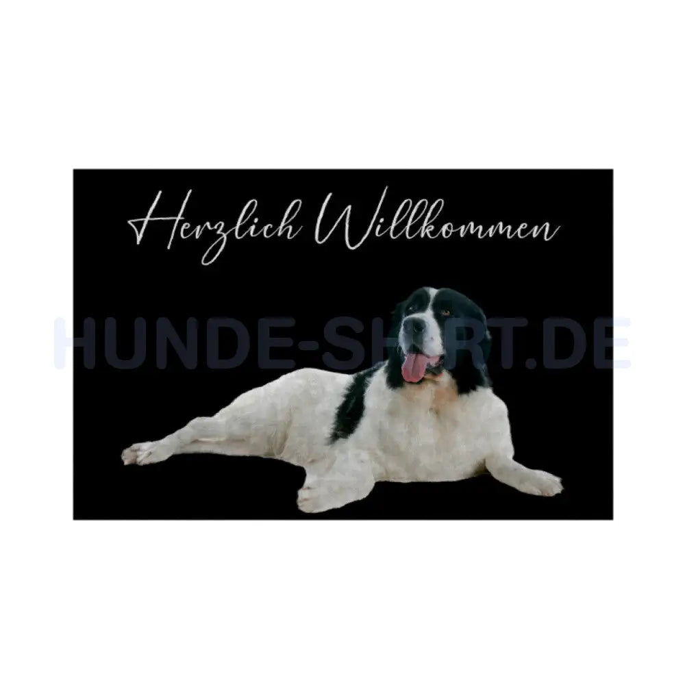 Fußmatte "Landseer - Herzlich Willkommen" Weiß – hunde-shirt.de