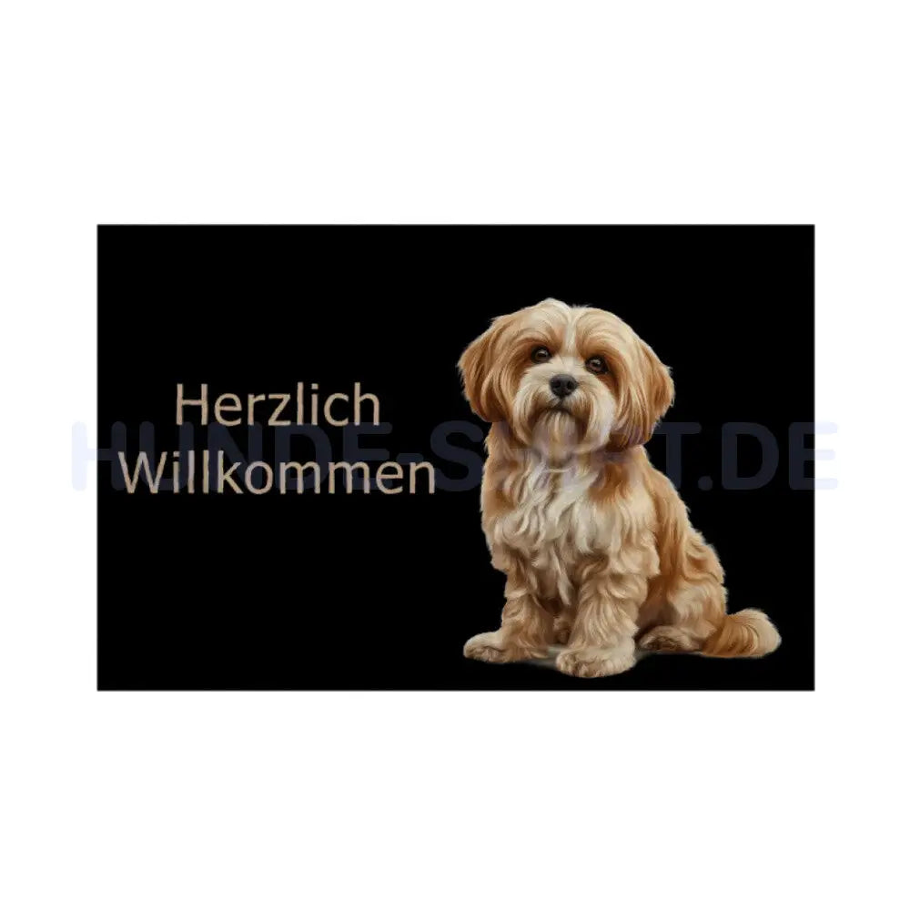 Fußmatte "Lhasa Apso - Herzlich Willkommen" Weiß – hunde-shirt.de