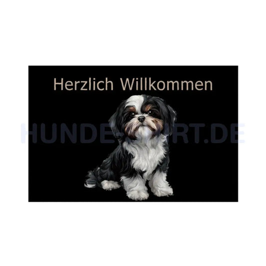 Fußmatte "Löwchen - Herzlich Willkommen" Weiß – hunde-shirt.de