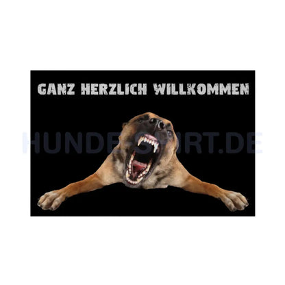 Fußmatte "Malinois Ganz Herzlich Willkommen" Weiß – hunde-shirt.de