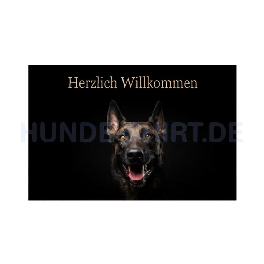 Fußmatte "Malinois Herzlich Willkommen" Weiß – hunde-shirt.de