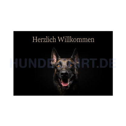 Fußmatte "Malinois Herzlich Willkommen" Weiß – hunde-shirt.de