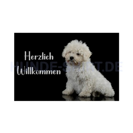 Fußmatte "Maltipoo weiß - Herzlich Willkommen" Weiß – hunde-shirt.de