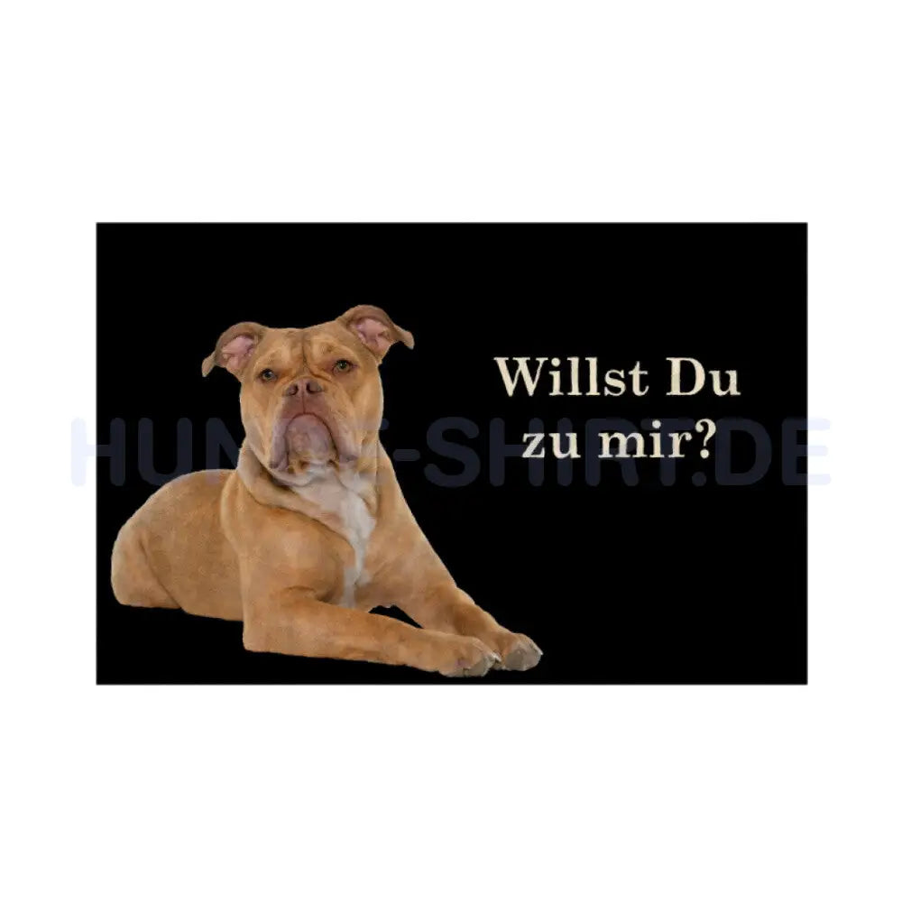 Fußmatte "Old English Bulldog - Willst Du zu mir?" Weiß – hunde-shirt.de