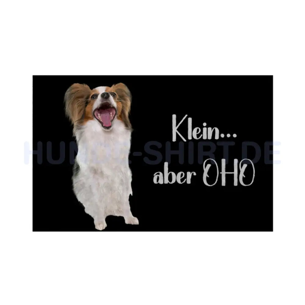 Fußmatte "Papillon - Klein aber OHO" Weiß – hunde-shirt.de