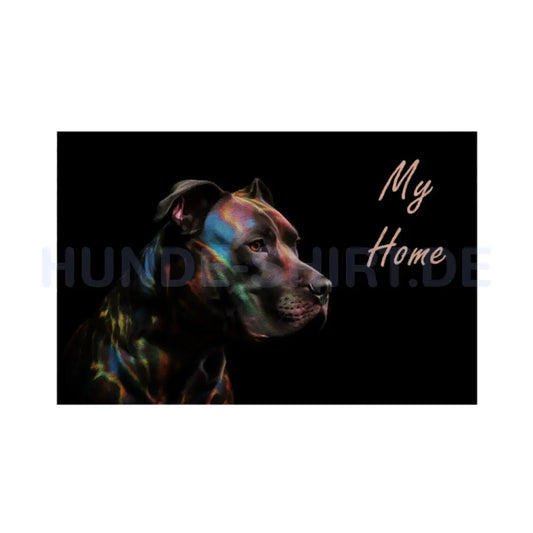 Fußmatte "Pit Bull - My Home" Weiß – hunde-shirt.de