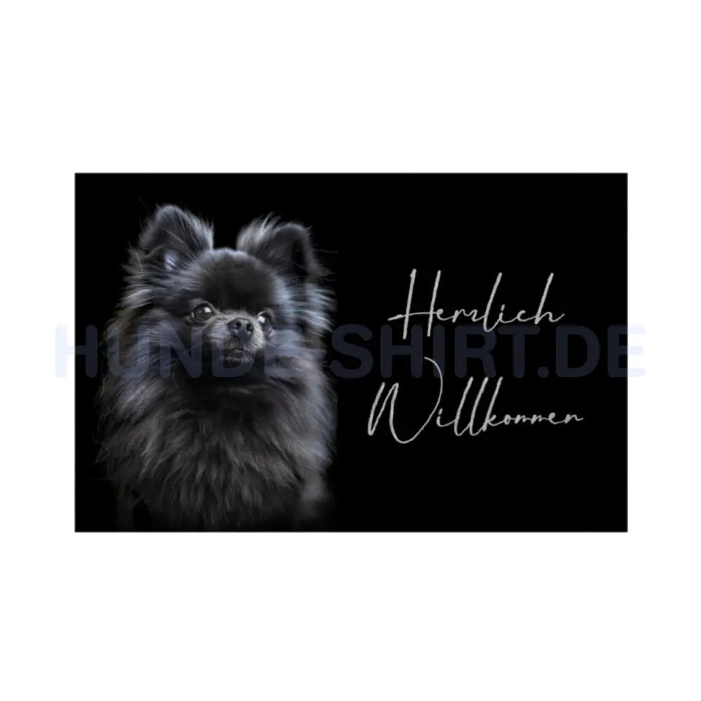 Fußmatte "Pomeranian - Herzlich Willkommen" Weiß – hunde-shirt.de