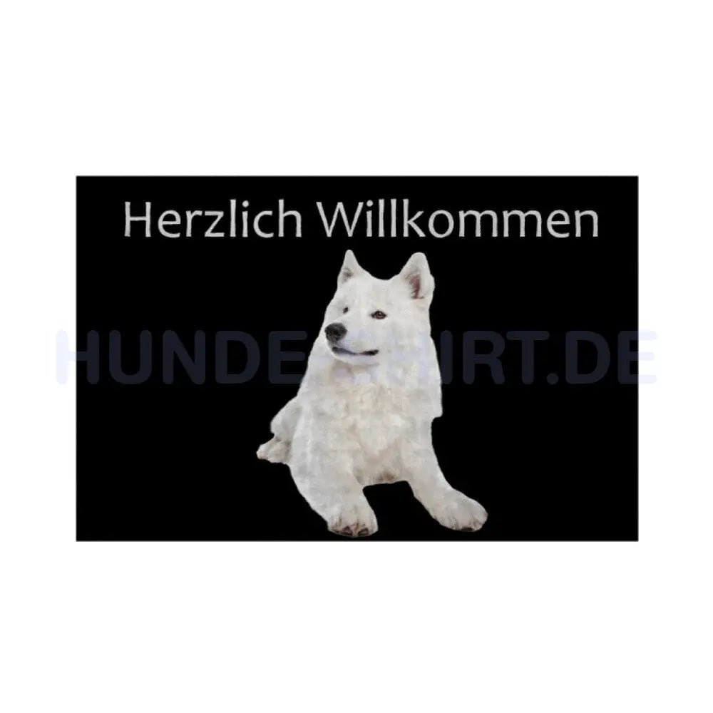 Fußmatte "Samoyed - Herzlich Willkommen" Weiß – hunde-shirt.de