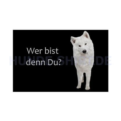 Fußmatte "Samoyed - Wer bist denn Du?" Weiß – hunde-shirt.de