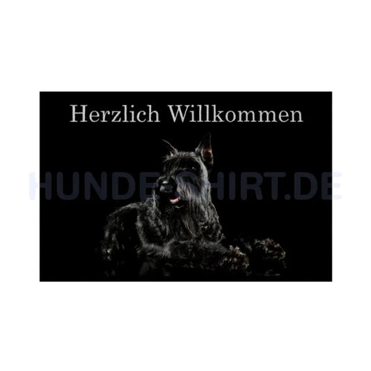 Fußmatte "Scottish Terrier schwarz - Herzlich Willkommen" Weiß – hunde-shirt.de