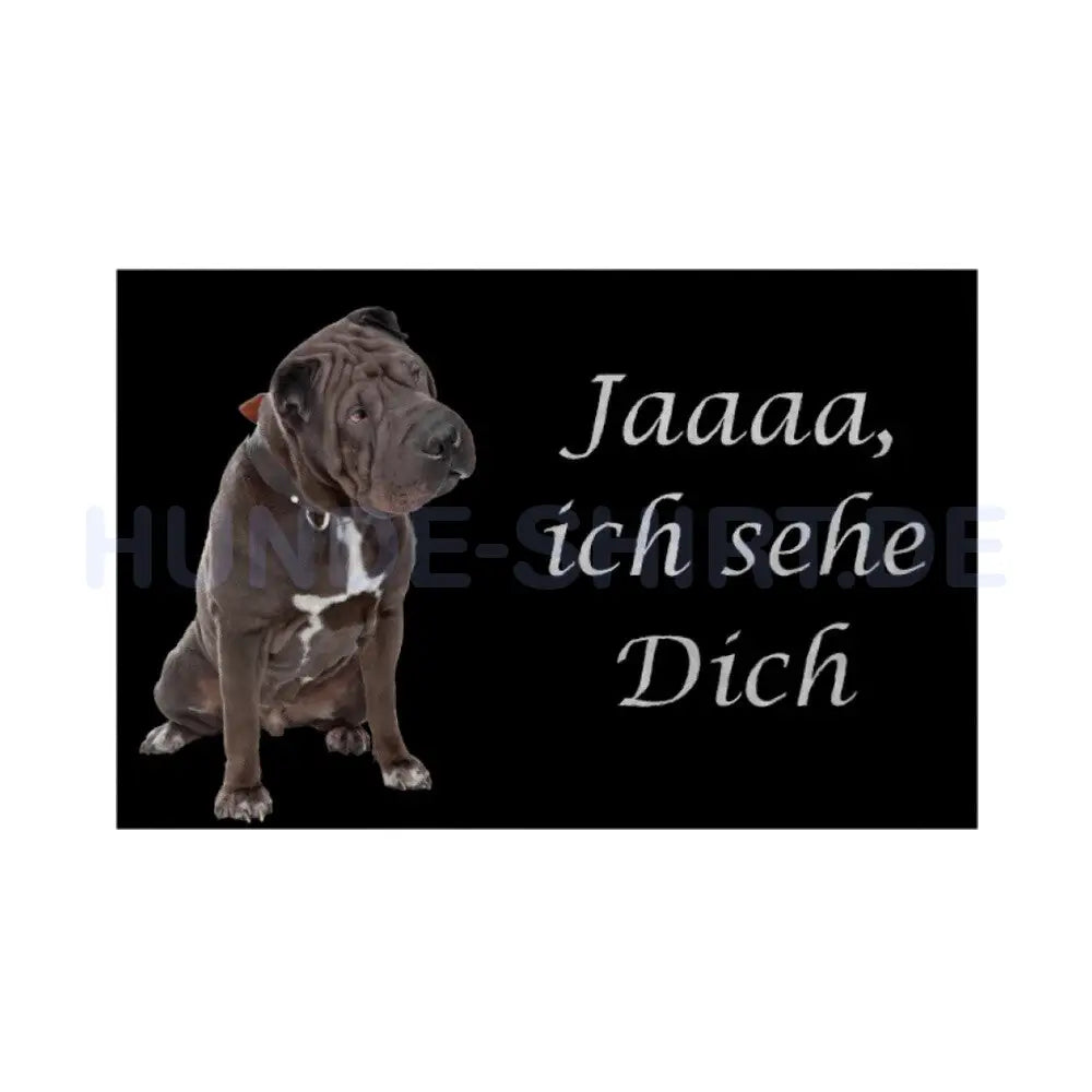 Fußmatte "Shar Pei - Jaaaa, ich sehe Dich" Weiß – hunde-shirt.de