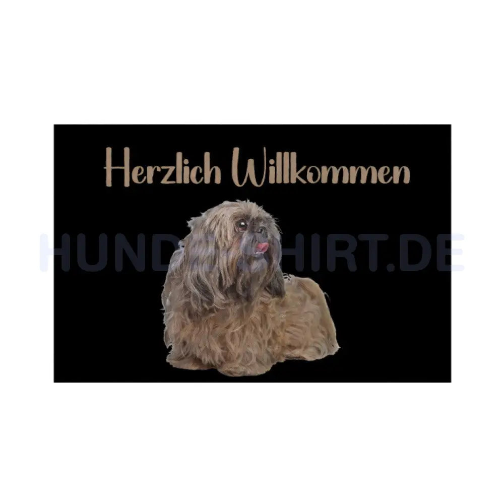 Fußmatte "Shih Tzu braun - Herzlich Willkommen" Weiß – hunde-shirt.de