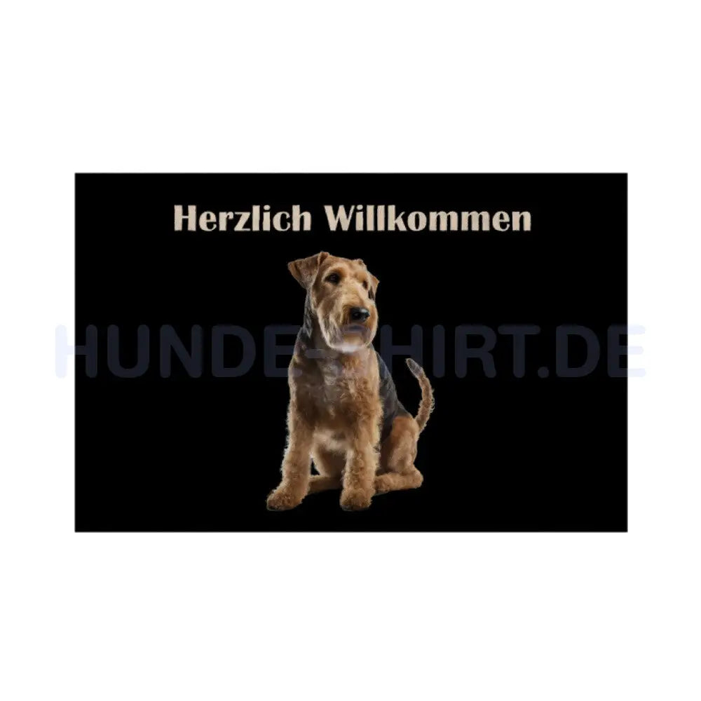 Fußmatte "Welsh Terrier - Herzlich Willkommen" Weiß – hunde-shirt.de