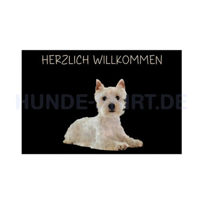 Fußmatte "Westie - Herzlich Willkommen" Weiß – hunde-shirt.de