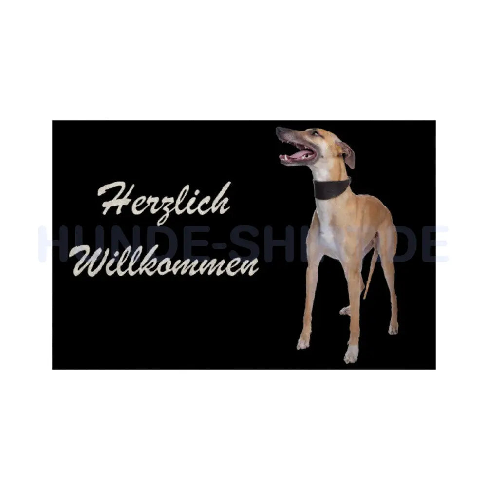 Fußmatte "Whippet - Herzlich Willkommen" Weiß – hunde-shirt.de