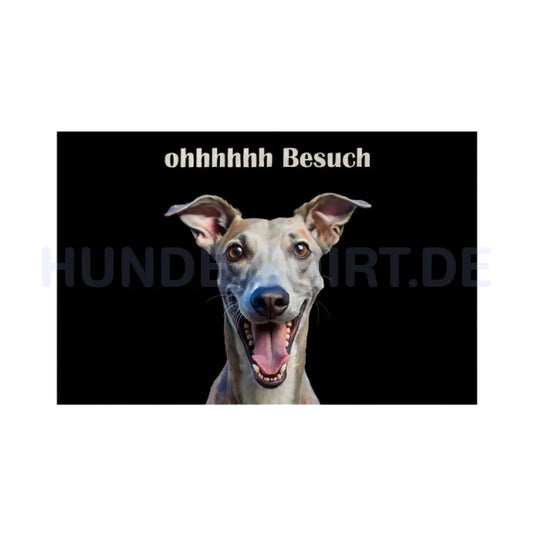 Fußmatte "Whippet - ohhhhhh Besuch" Weiß – hunde-shirt.de