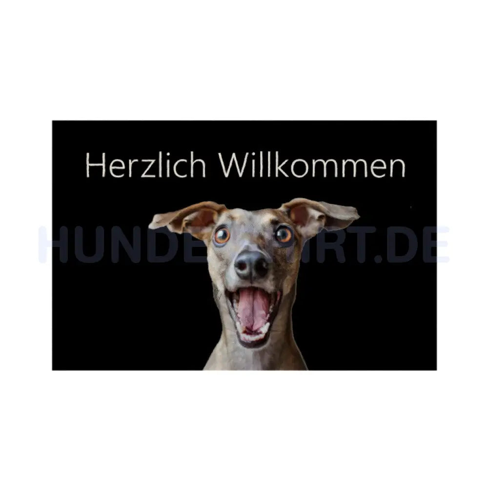 Fußmatte "Windspiel - Herzlich Willkommen" Weiß – hunde-shirt.de