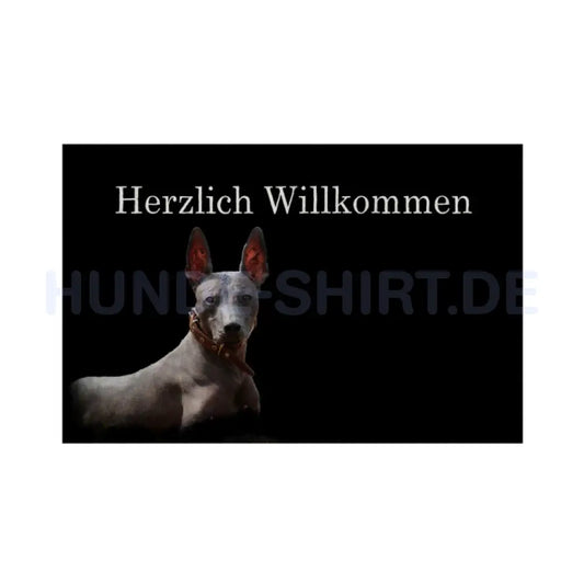 Fußmatte "Xolo - Herzlich Willkommen" Weiß – hunde-shirt.de