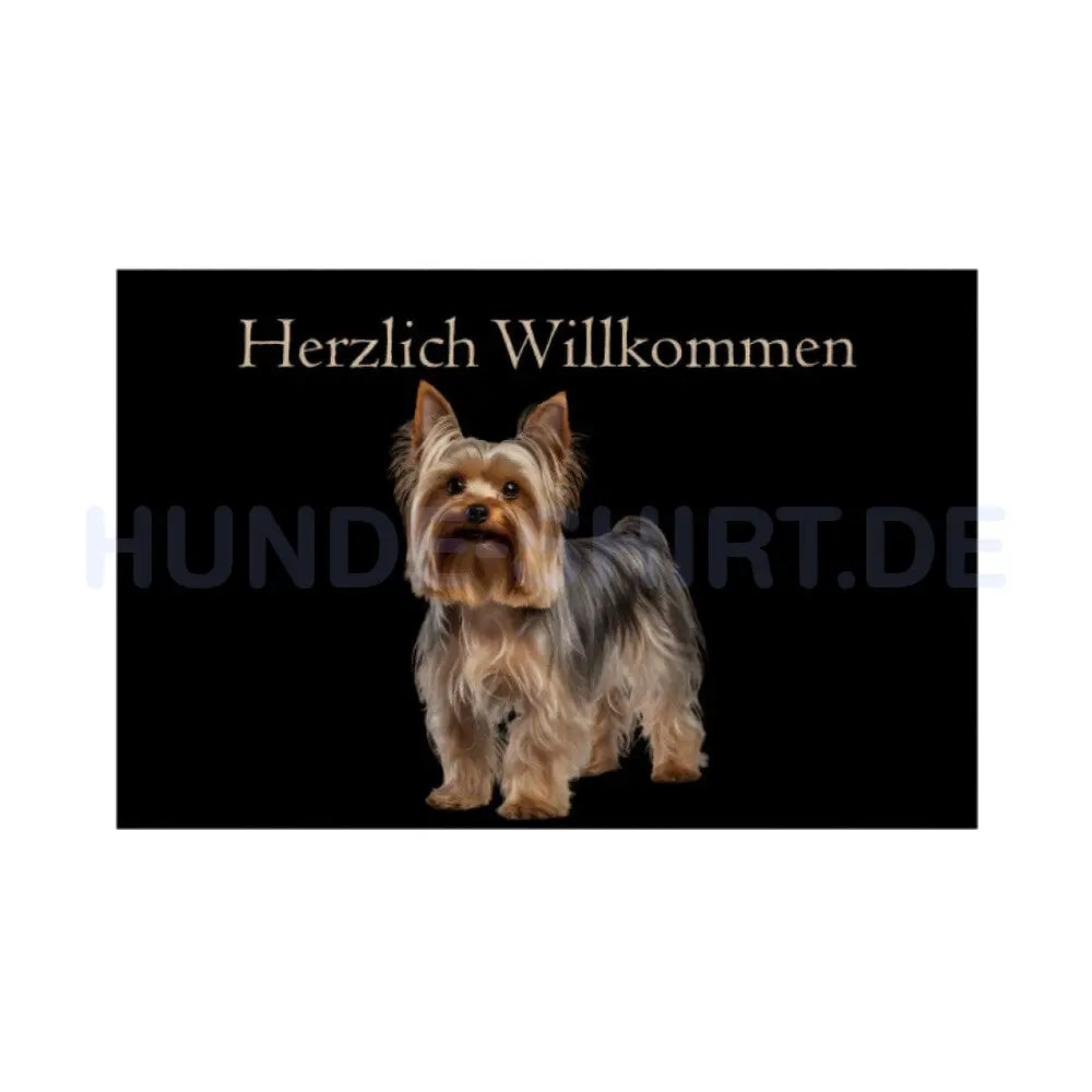 Fußmatte "Yorkie - Herzlich Willkommen 2" Weiß – hunde-shirt.de