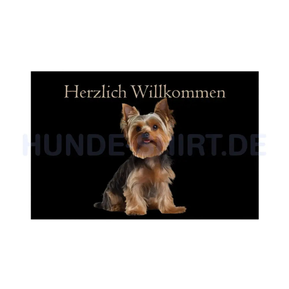 Fußmatte "Yorkie - Herzlich Willkommen" Weiß – hunde-shirt.de