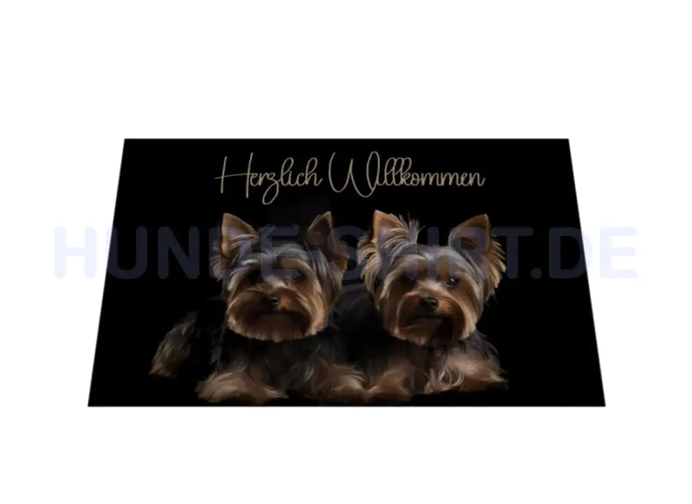 Fußmatte "Yorkie - Herzlich Willkommen Twins" – hunde-shirt.de