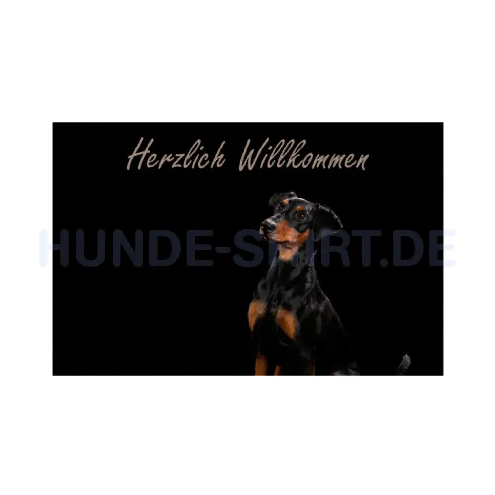 Fußmatte "Zwergpinscher - Herzlich Willkommen" Weiß – hunde-shirt.de