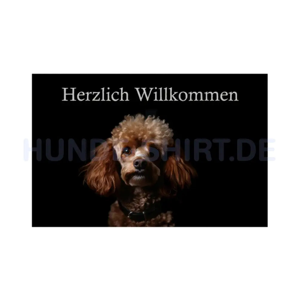 Fußmatte "Zwergpudel braun" Weiß – hunde-shirt.de