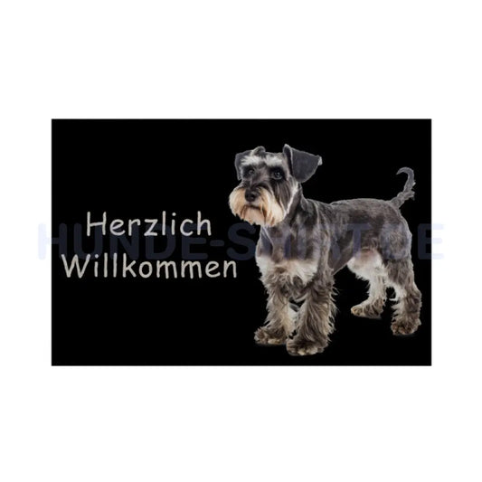 Fußmatte "Zwergschnauzer - Herzlich Willkommen" Weiß – hunde-shirt.de