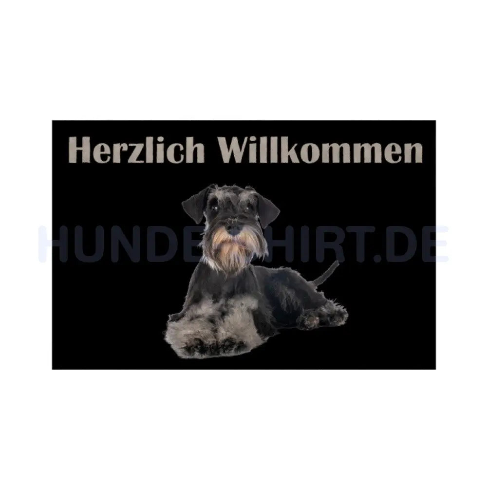 Fußmatte "Zwergschnauzer liegend" Weiß – hunde-shirt.de