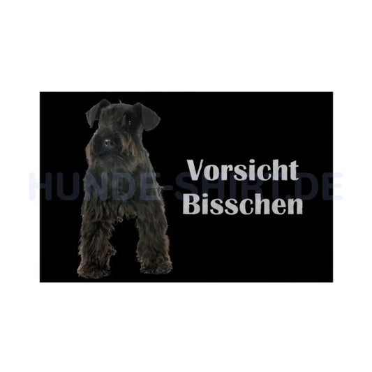 Fußmatte "Zwergschnauzer Vorsicht Bisschen" Weiß – hunde-shirt.de